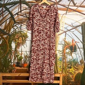 Topshop Maxi Shirt Dress with Leaves - 8